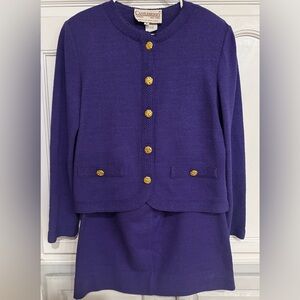 Castlebury Purple Skirt Suit with Gold Buttons